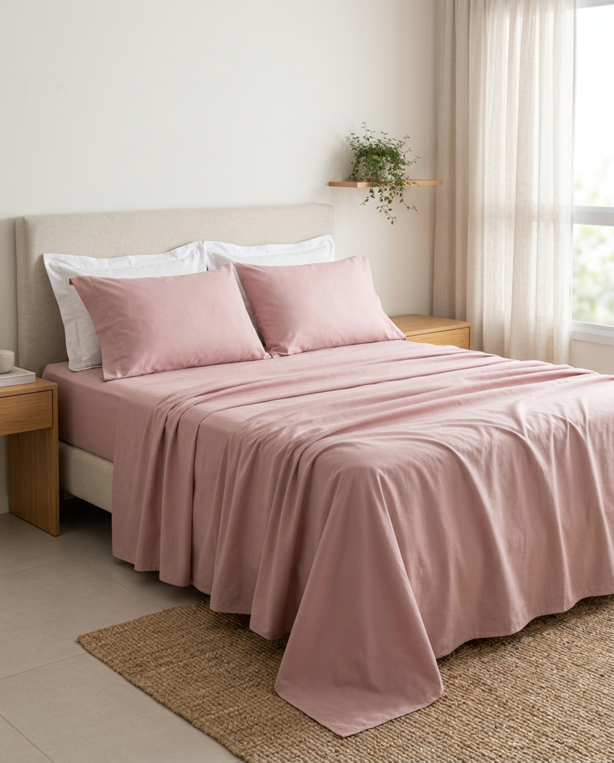 Percal 200 Fios Liso - Rosa Bebê